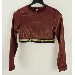 New Eleven Venus Williams‎ Wonder Woman Women's L Long Sleeve Burgundy Crop Top